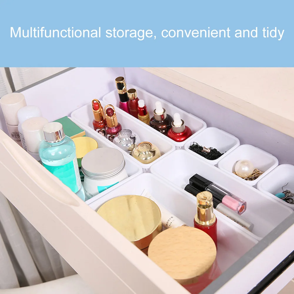 

8pcs/Set Household Storage Box Kitchen Office Desk Bathroom Cosmetic Sundries Makeup Organizer Plastic Closet Drawer Organizer