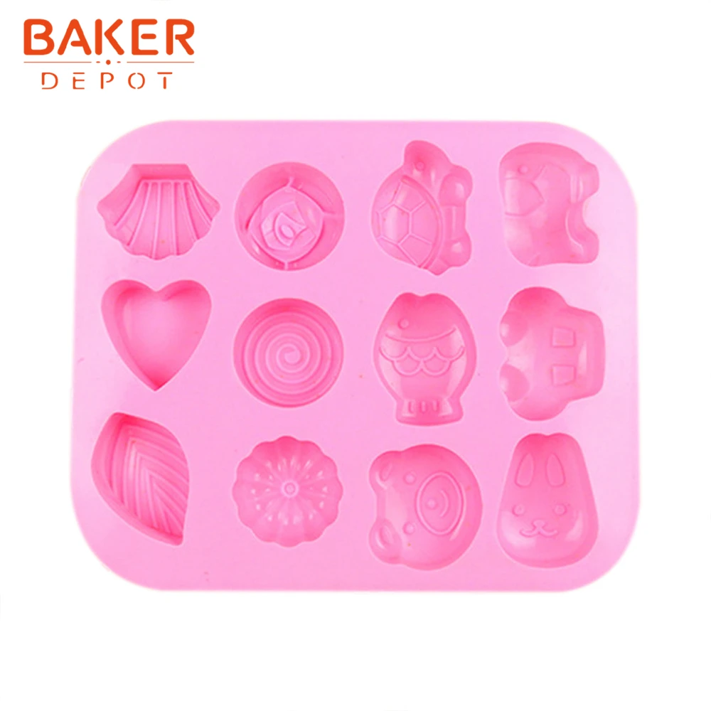 BAKER DEPOT в форме животного, силиконовая форма для печенья, торта, выпечки, 12 отверстий, gummy jello, форма для льда, инструмент для украшения торта для детей