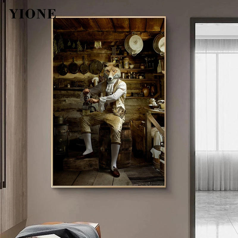 

European Manor Animals Canvas Art Posters and Prints Abstract Classical Dog Deer Sheep Hunter Winery Wall Decor Painting Picture