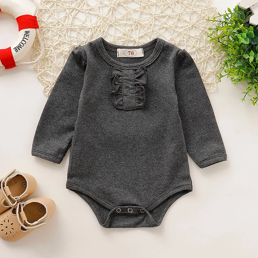 Autumn Baby Romper Infant Boys&ampGirls Long Sleeve Solid Striped Print O-Neck Clothes Roupas Kids Cotton Clothing 3M-18M | Мать и