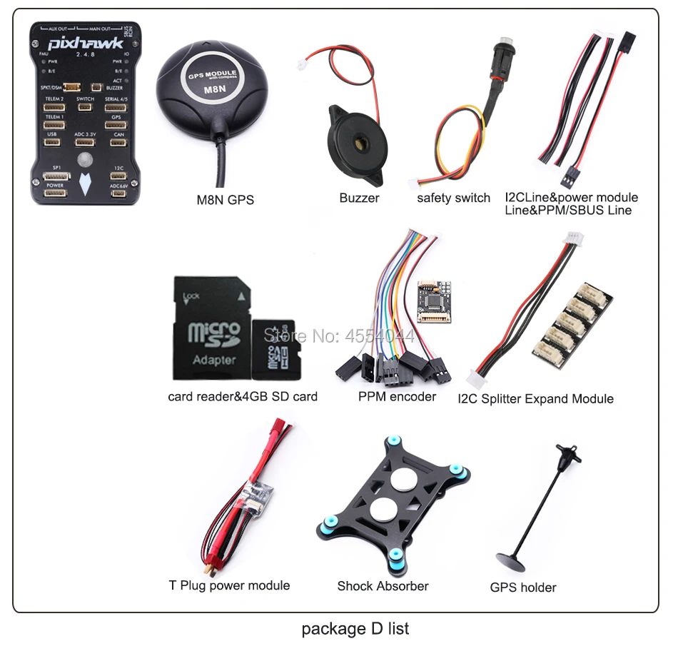 Контроллер полета Pixhawk PX4 PIX 2.4.8 32 бит игровые джойстики w/4G SD M8N gps+ 433 МГц/915 МГц 100 мВт радиотелеметрия++ I2C+ мг+ xt60 силовой модуль