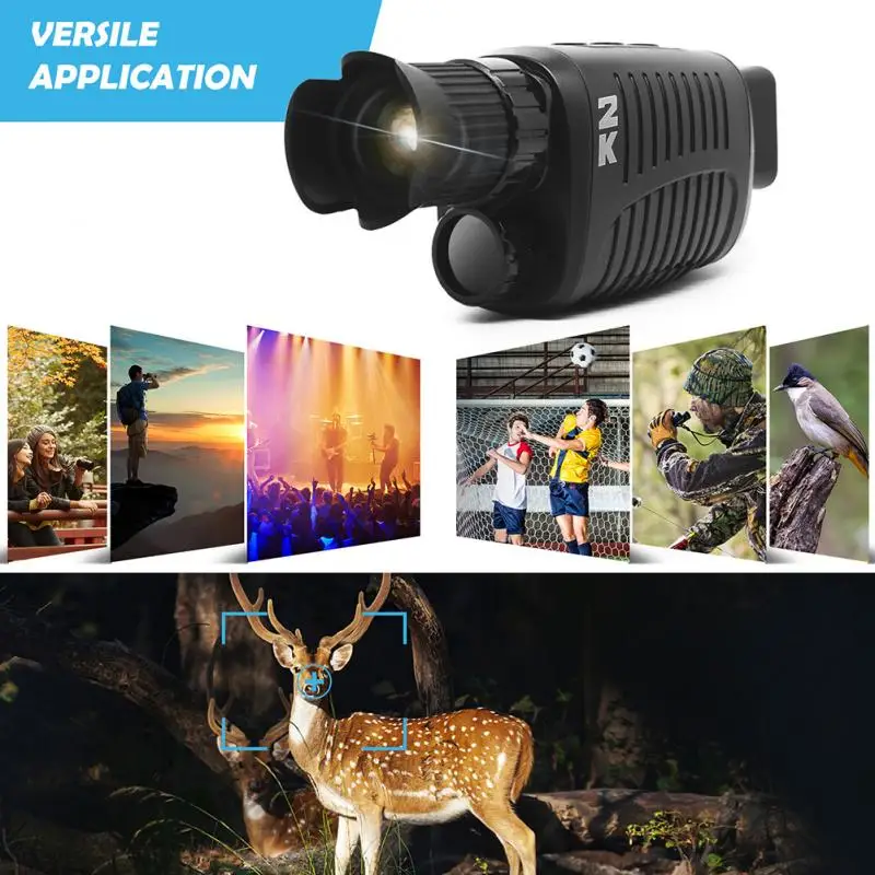

2K Telescope Camera Digital Night Vision Monoculars Full Dark DVR Recorder 5X Optical Magnification Photo Video Hunting Cameras
