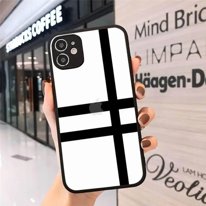 

Black and white checked cattle Phone Case matte transparent For iphone 7 8 11 12 plus mini x xs xr pro max cover
