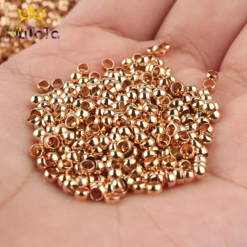 

500pcs/lot Metal Ball Crimp End Beads 2 2.5 3mm Copper Bronze Stopper Spacer Beads For Diy Jewelry Making Findings Supplies