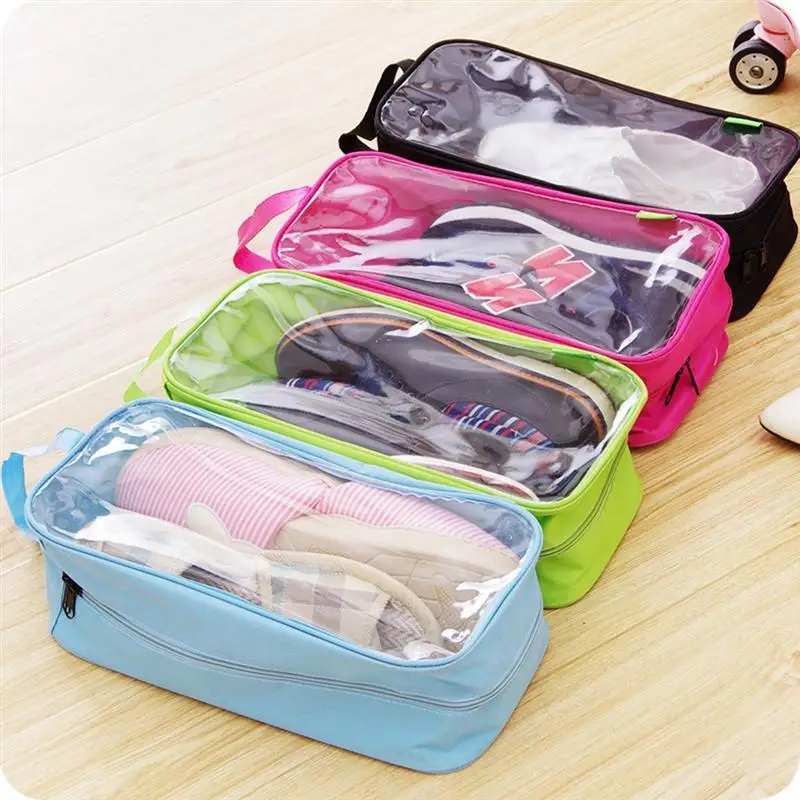 

5pcs Travel Transparent Window Design Shoes Bag Waterproof Storage Pouch Shoe Organizer (Random Color)