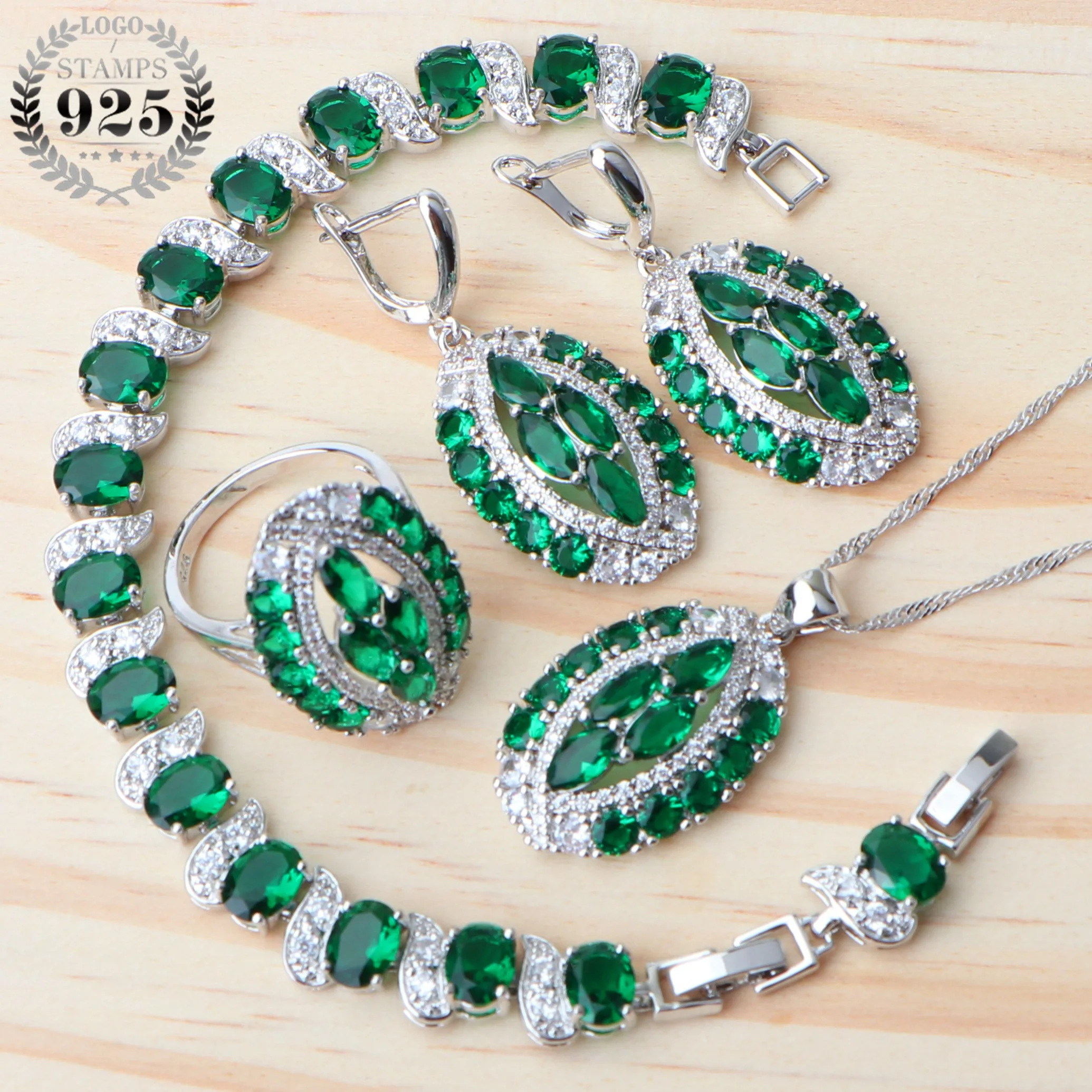 Костюм Серебро 925 Ювелирные наборы из циркона для женщин Свадебные ювелирные