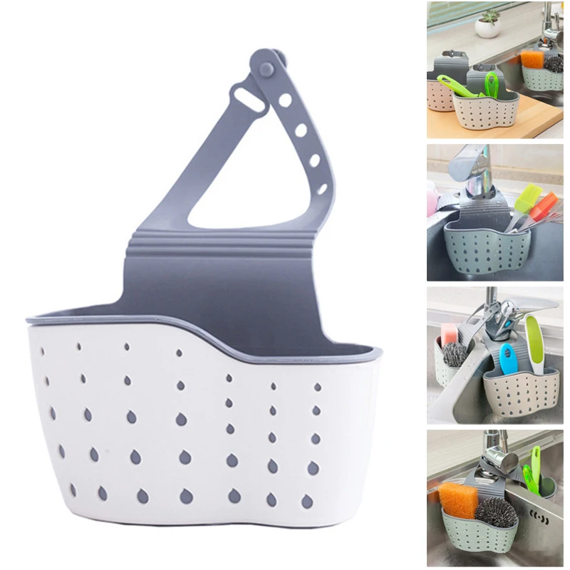 

Plastic Hanging Soap Storage Basket Sink Utensil Draining Rack Holder Durable