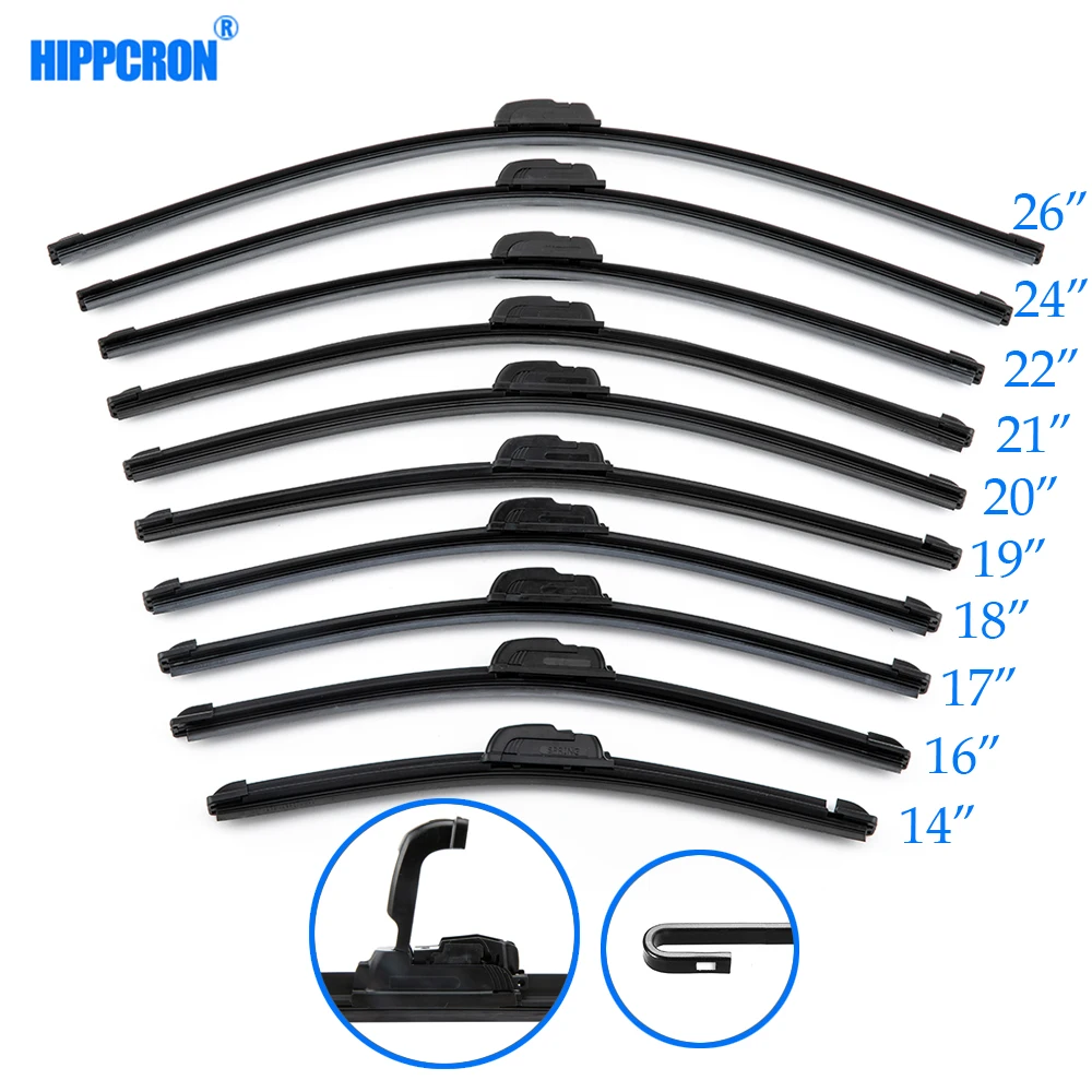 Car Frameless Wiper Blade Natural Rubber Bracketless Auto Soft Windshield 14&quot 16&quot 17&quot 18&quot 19&quot 20&quot 21&quot 22&quot 24&quot
