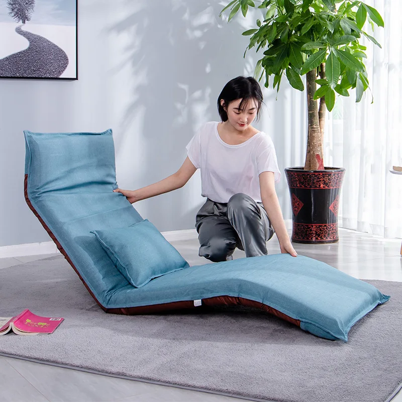 

Creative Lazy Sofa Single Couch Long Folding Folding Washable Window Chair Leisure Back Japanese Cloth Recliner