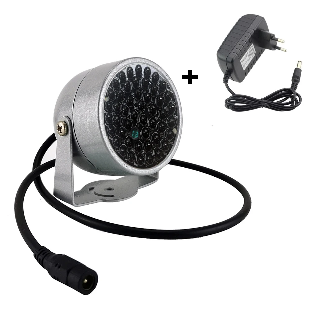 Light with adapter Невидимый осветитель 940NM инфракрасный 60 градусов 48 светодиодный ИК-светильник s водонепроницаемый заполняющий светильник для камеры видеонаблюдения ночного видения - Цвет: Light with adapter