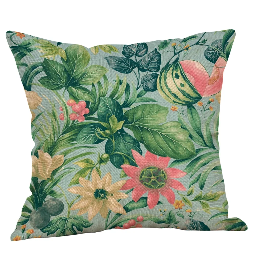 Наволочка с цветочным тропическим растением и листьями наволочка для подушки