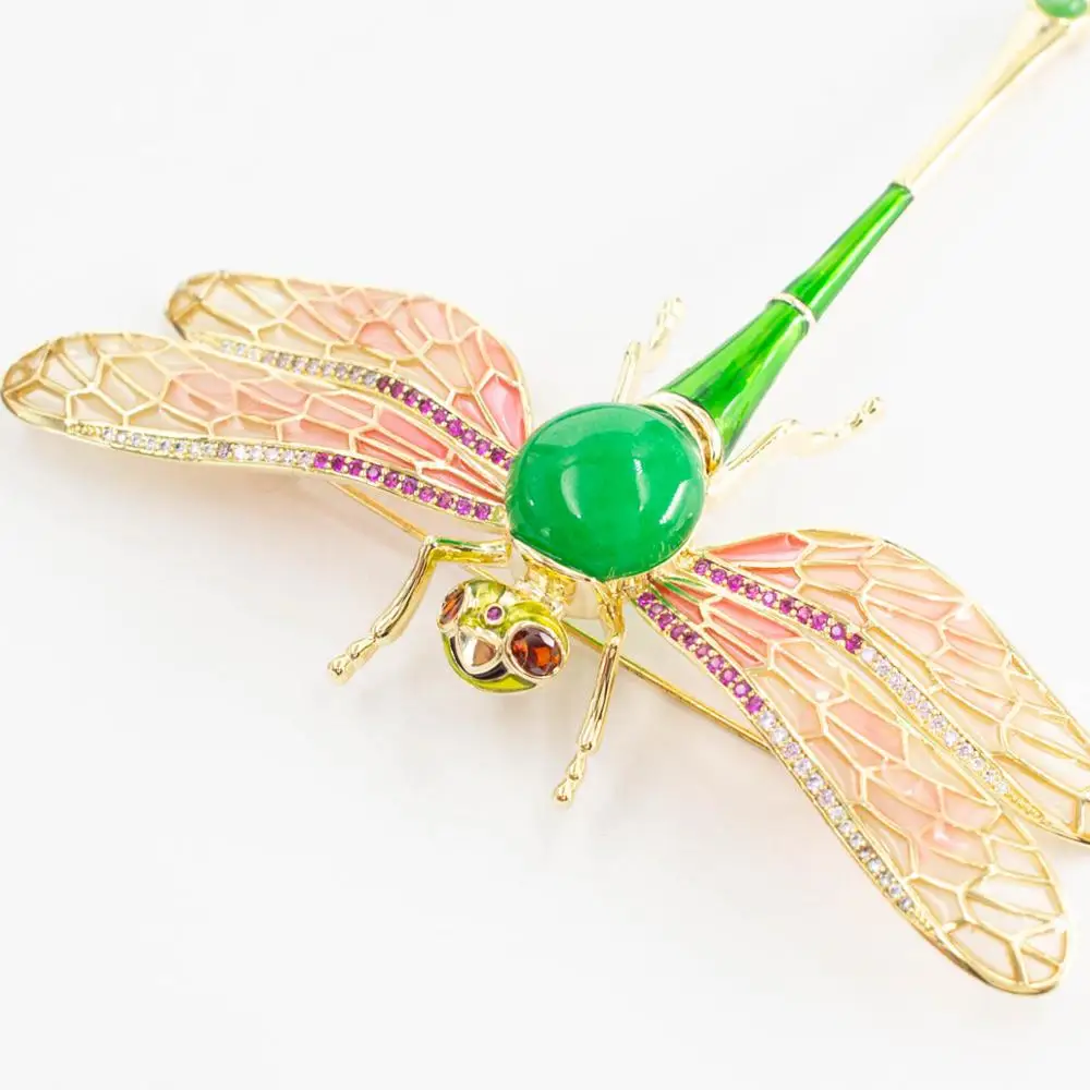 Женская булавка в форме стрекозы с фианитом XR05563 | Украшения и аксессуары