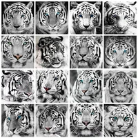 5d diy squareround diamond painting tiger cross stitch mosaic diamond embroidery black and white animals rhinestone crafts kit