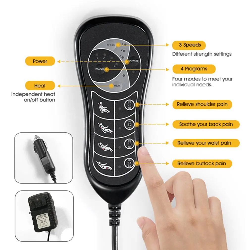 Новый 10 мотор вибрации массажное кресло подушка сиденья w/тепло для домашнего