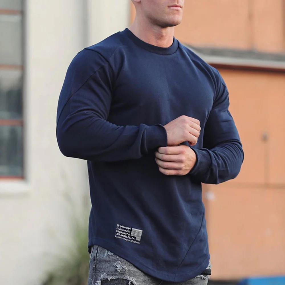 

Solid Casual Sweatshirts Men Spring Autumn Hoodies Cotton Slim Pullover New Gym Fitness Workout Tops Male Running Sport Clothing
