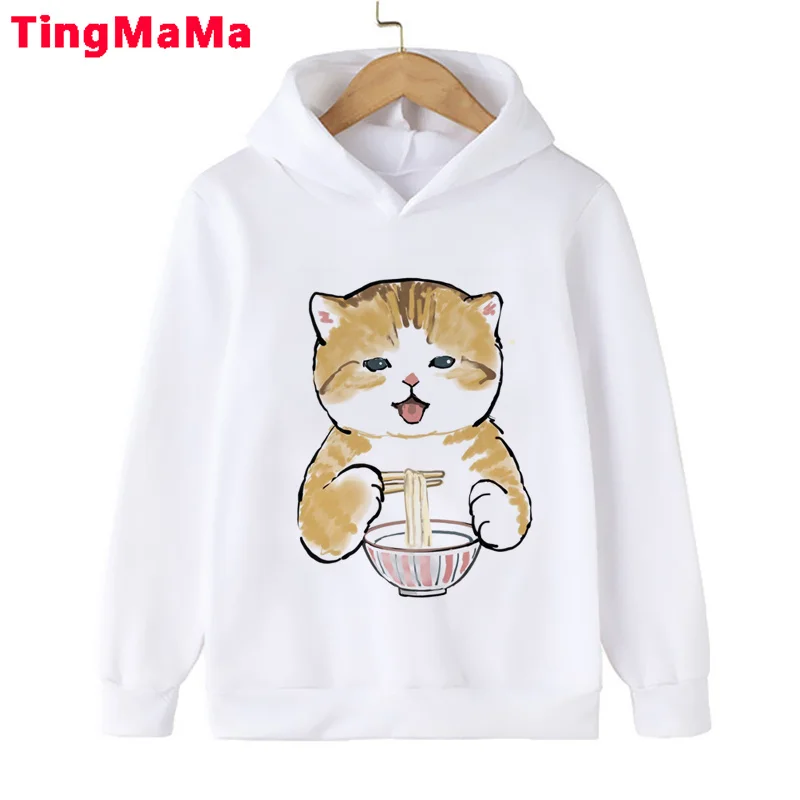 

Cat girls enfant boys hoodie sweatshirt Fleece anime funny designer dziecko Pullover clothing girls