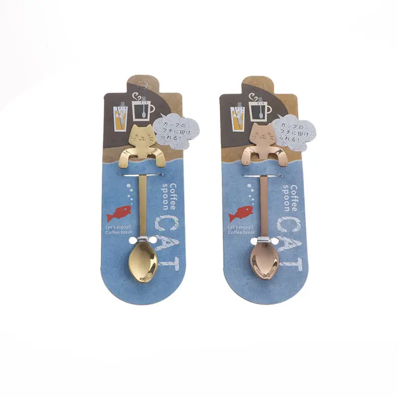 

Stainless Steel Cat Coffee Drink Mixing Spoon Hanging Tableware Kitchen Teaspoon