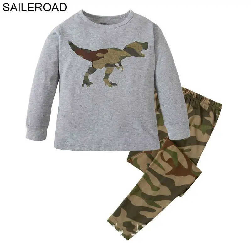 Dinosaur 13 P020sets SAILEROAD Мультфильм Динозавр Мальчик Пижамы Костюмы Осень Зима Ночной Костюм Хлопок детская Пижама Пижамы Детские Пижамы - Цвет: Dinosaur 13 P020sets