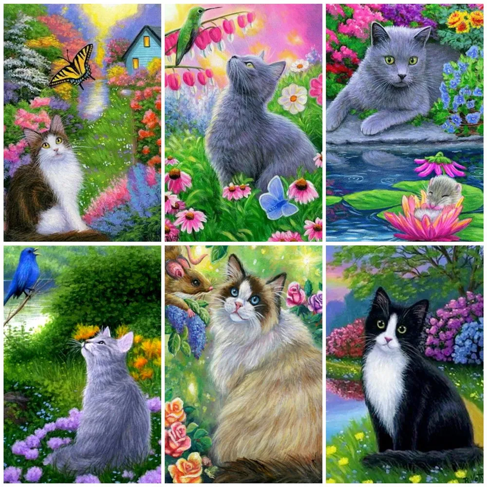 

EverShine 5D Diamond Painting Cat Cross Stitch Diamond Embroidery Animals Mosaic Art Kits Sale Needlework Decor For Home