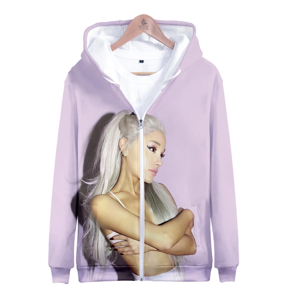Ariana Grande толстовки на молнии с 3D принтом, спортивный костюм, уличная одежда для женщин/мужчин, толстовка с капюшоном и длинным рукавом