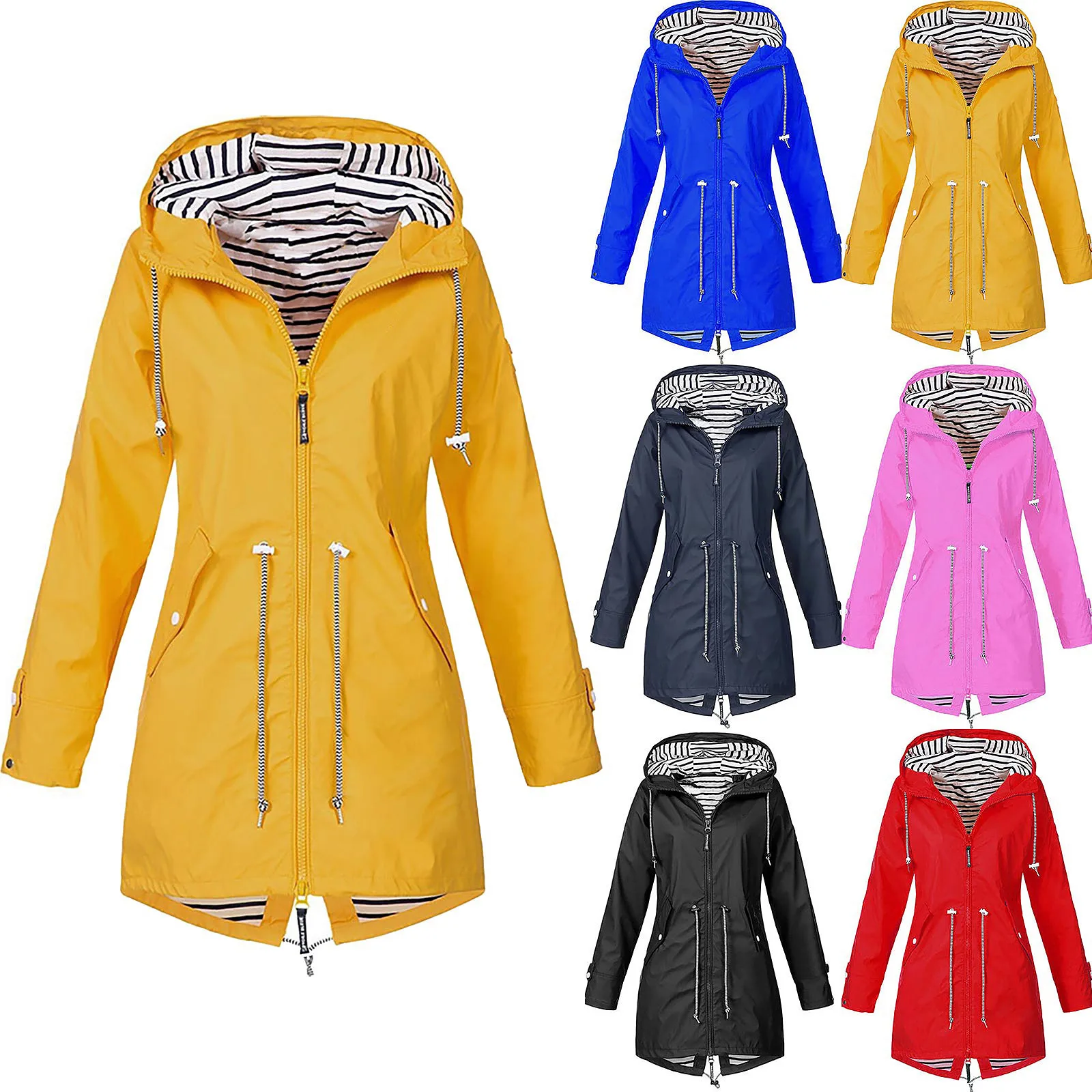 Chaqueta impermeable con capucha para mujer, abrigo resistente al viento, de talla grande 5xl, para primavera y verano