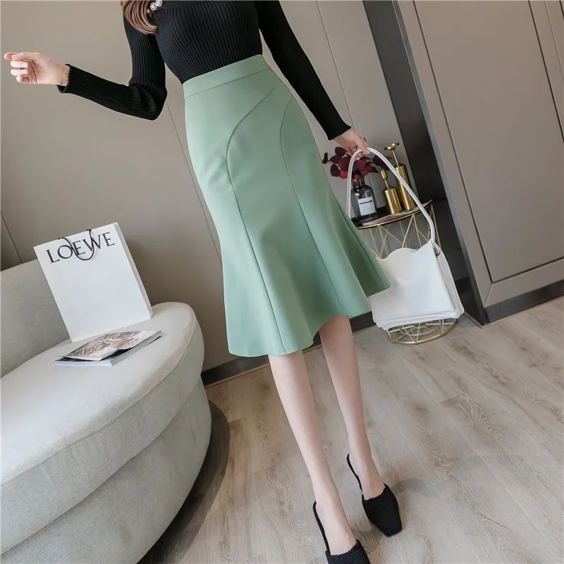 Женская юбка с оборками модная средней длины высокой талией в Корейском стиле