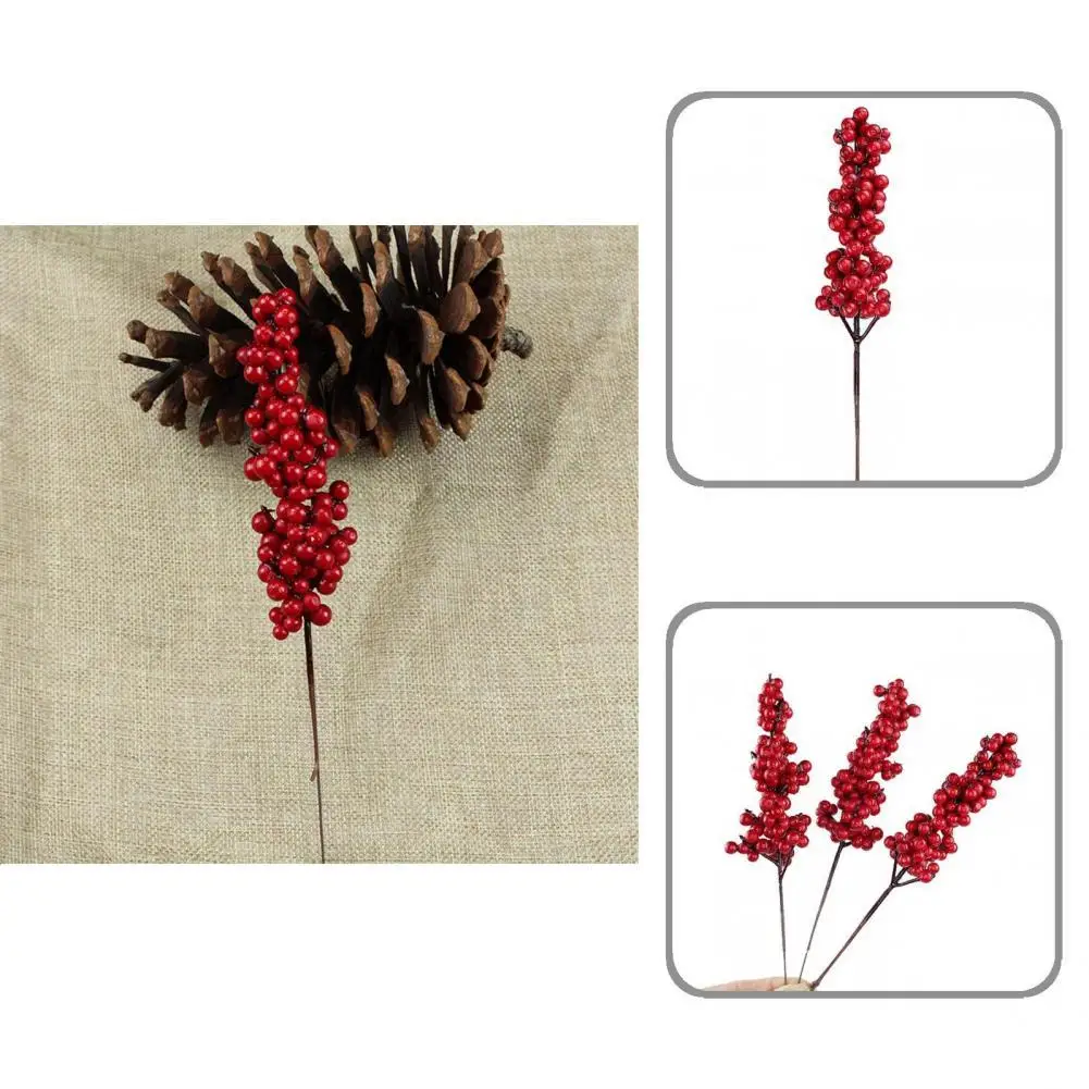 

Foam 10Pcs Cute Imitative Red Berry Stems Crafts Lightweight Berry Stems Glossy for Party