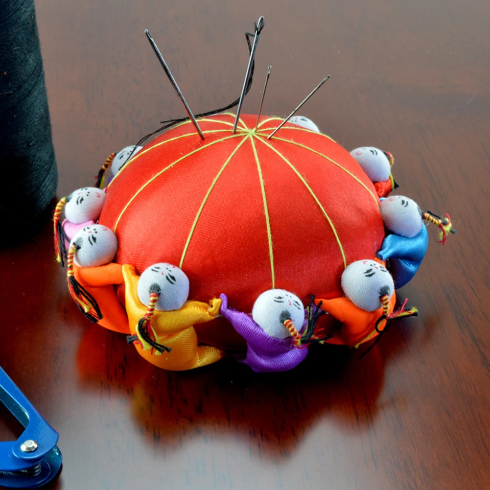 

10cm Needle Pin Cushion Round Base With 10 Dolls Sewing Bedroom Sawdust DIY Handcraft Tool Freestanding Quilting Accessories