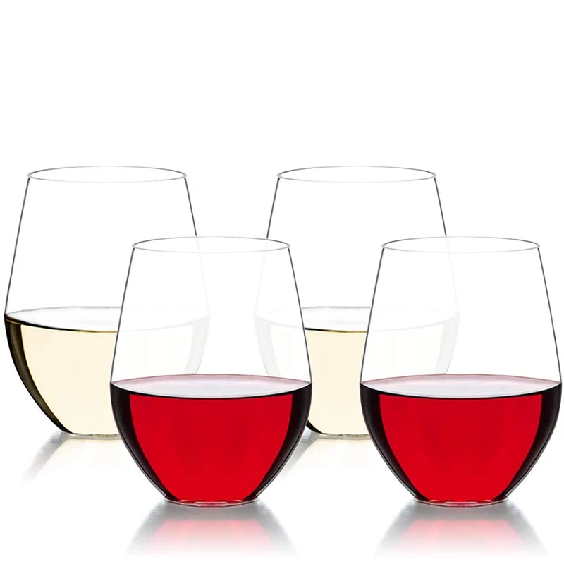 

4Pcs 470ml Tritan Plastic Red White Wine Glass Unbreakable Elegant Cocktail Juice Water Cup for Kitchen Beach Wedding Party Gift