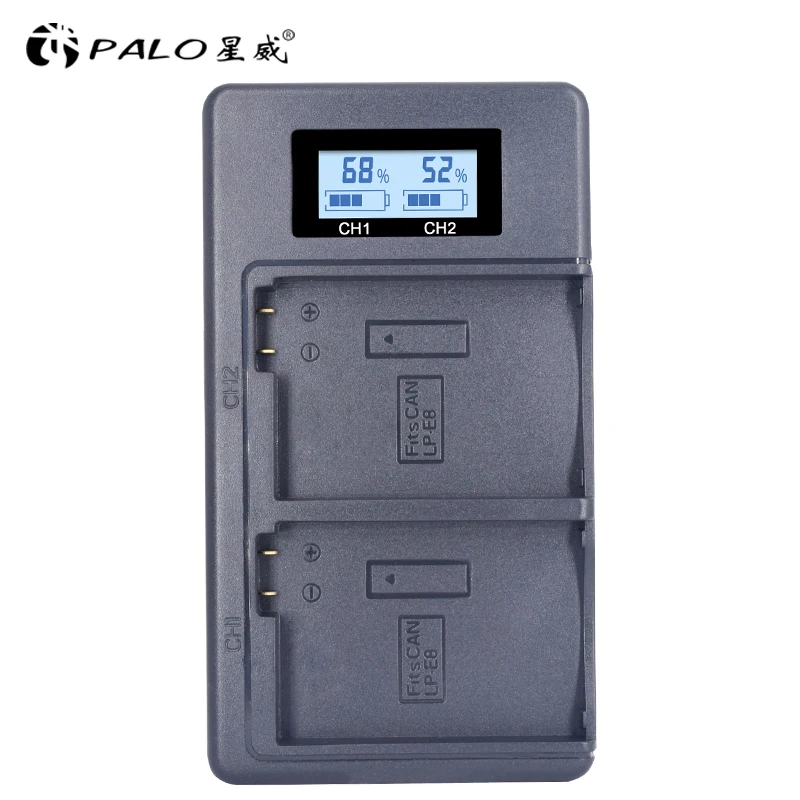 PALO 1 шт. LP-E8 цифровой зарядное устройство lp e8 lcd Интеллектуальный двойной дисплей зарядного устройства USB lpe8 цифровой для Canon LP-E8