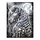 Лунный свет, Белая лошадь, алмазная картина, круглая, полная дрель, сделай сам, мозаика, вышивка крестиком, Череп, голова, Хэллоуин, животный узор