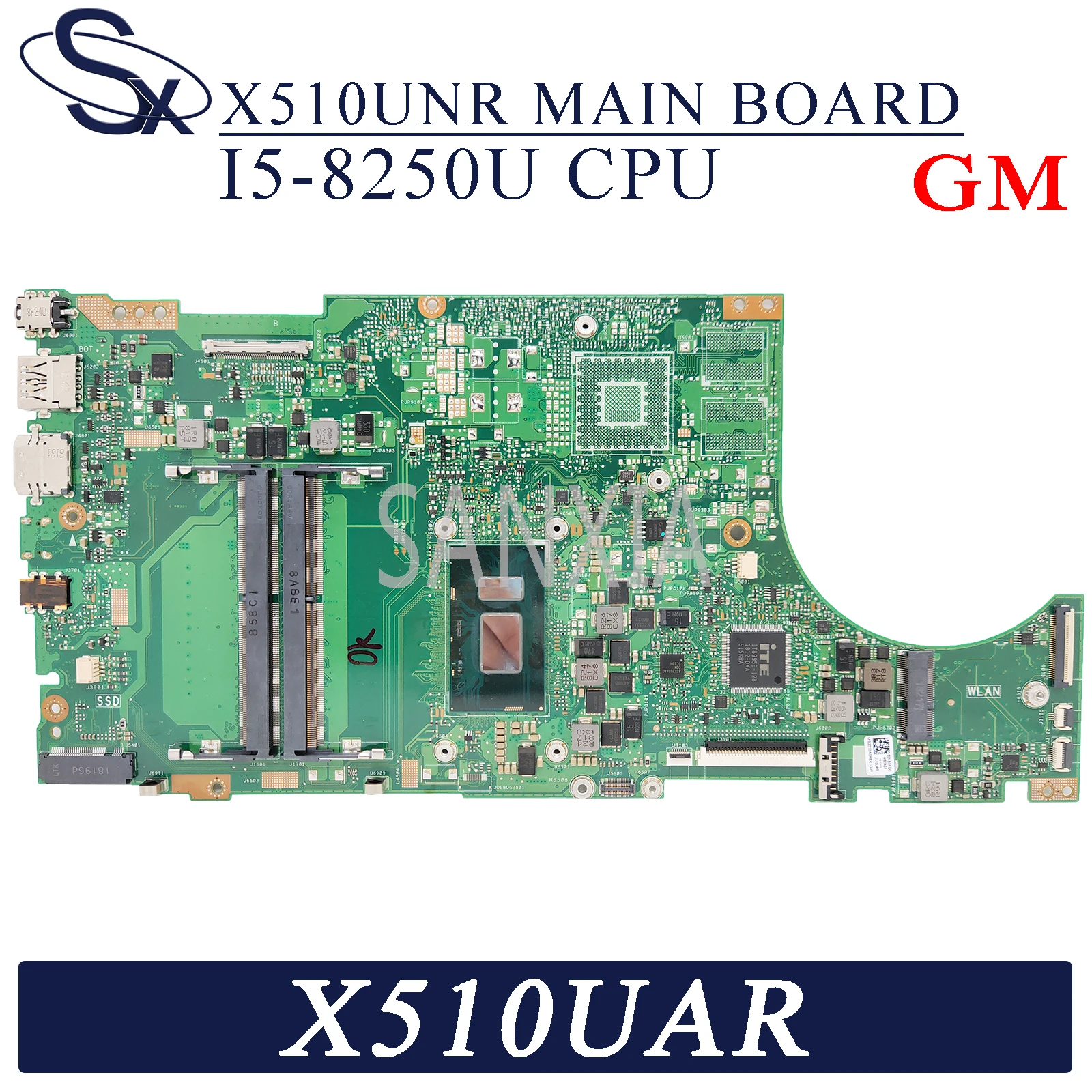 

KEFU X510UNR Laptop motherboard for ASUS X510UAR X510UA X510UQ X510UR X510U S5100UA S5100U original mainboard I5-8250U GM