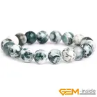 Натуральный зеленый мох дерево Агаты камень Энергетический Браслет 7 дюймов для женщин Подарки модные ювелирные изделия браслет для вечеринки Рождественский подарок