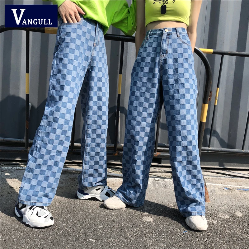 

Брюки-карго мужские и женские, в клетку, синего цвета