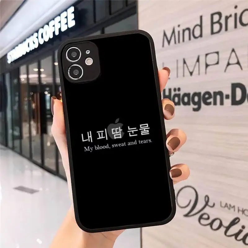 

Phone Case For iPhone 12 11 Mini Pro XR XS Max 7 8 Plus X Cute Korean Style Font Matte transparent cover