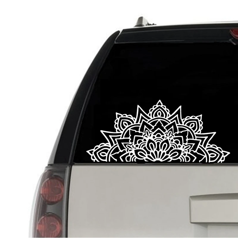 

Mandala Car Decal Half Mandalas Sacred Geometry Laptop Vinyl Sticker Boho Hippie Bohemian Spiritual For Apple MacBook Decor 15CM