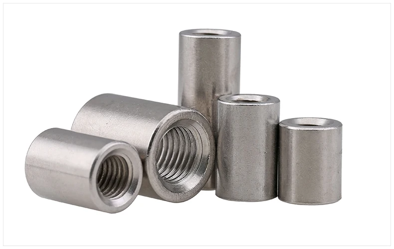 

304 Stainless Steel Welding Nuts Lengthen round Nut M3 M4 M5 M6 M8 M10 M12 M14 Connection Nut Cylindrical Ball Screws Joint