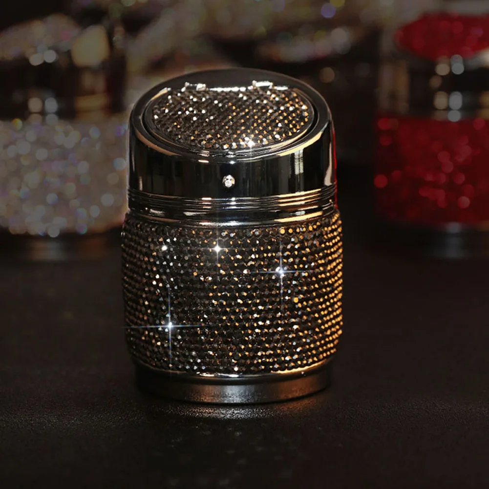 Luxury Rhinestone Car Multifunctional Ashtray Colorful Crystal Shiny Auto with Cover Great Gift for Women Girls | Автомобили и