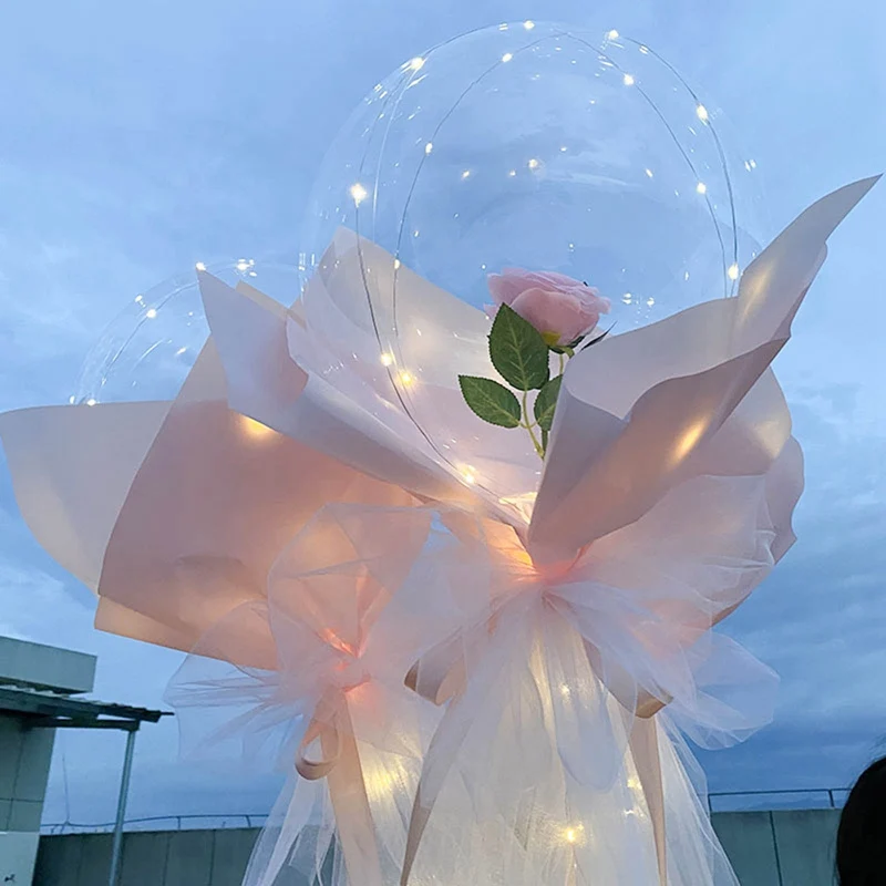 

Glowing Balloon Romantic Rose LED Balloon Decoration Bobo Balloon Pink LED Light Gift for Girl Party Wedding Christmas Decor