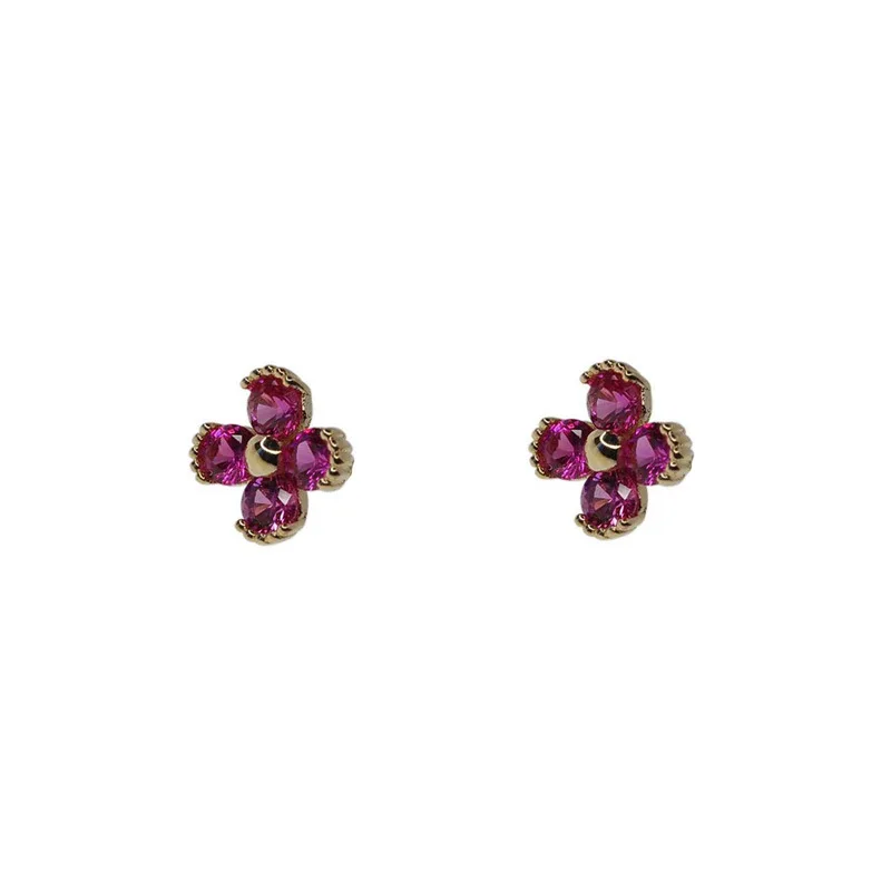 

Stud Earrings Girls Cute Red Little Flowers Small Fresh Earrings