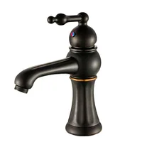 European Style Faucet Bathroom Water Tap Basin Faucet Black Soild Brass Faucet Hot and Cold Water Lavatory Faucet Sink Mixer Tap