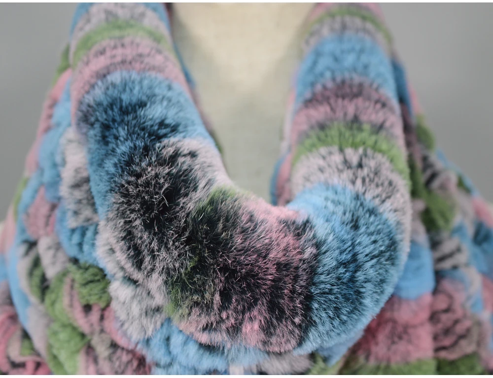 Winter Long Style Women Real Rex Rabbit Fur Scarf Rex Rabbit Fur Warm Soft Ring Scarfs High Quality Knit Rabbit Fur Scarves