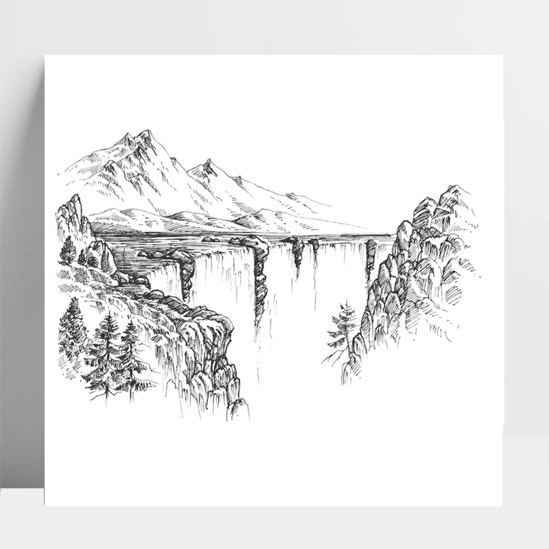 

ZhuoAng Mountains And Trees Clear Stamp for Scrapbooking Rubber Stamp Seal Paper Craft Clear Stamps Card Making