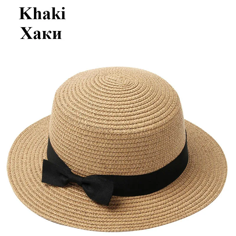 

Straw Hat Women Summer Hat Beach Ladies Casual Flat Brom Bowknot Panama Hat Breathable FashBreathable Fashion Sun Hats For Women