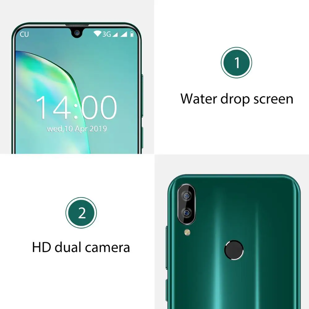 OUKITEL C16, 5,71 дюйма, 2 Гб ОЗУ, 16 Гб ПЗУ, HD+ 19:9, капля воды, смартфон, отпечаток пальца, Android 9,0, мобильный телефон MT6580P, 2600 мАч, разблокировка