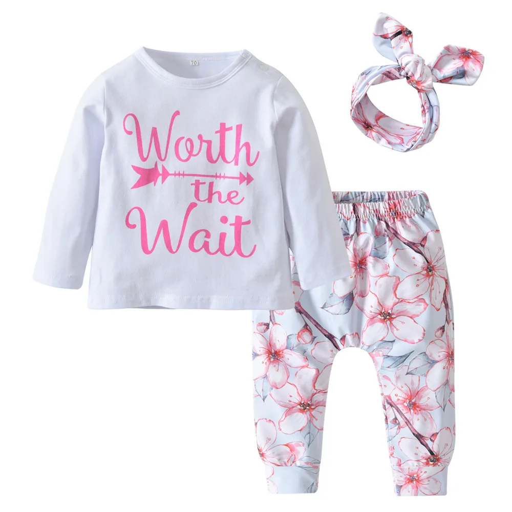 Одежда для маленьких девочек комплекты одежды из 3 предметов новорожденных