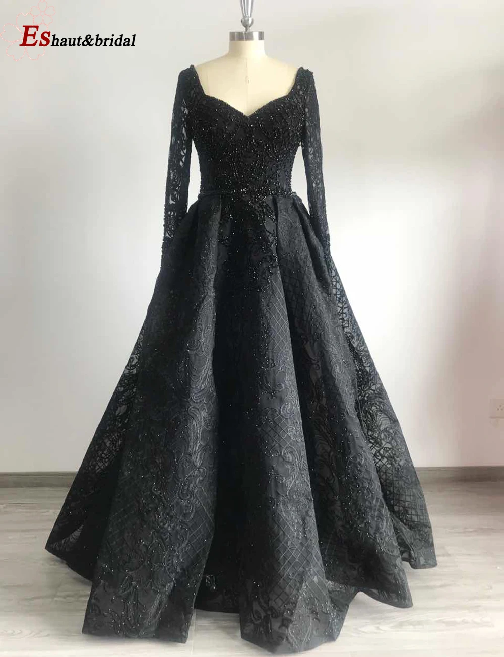 Женское вечернее платье с длинным рукавом Aline роскошное кружевное ручной работы v