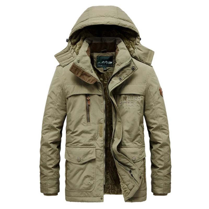 Winter Jacket Men Thicken Fleece Outwear Men Windbreaker Parkas Coat Men Detachable Hoodies Cotton-padded Man Clothing