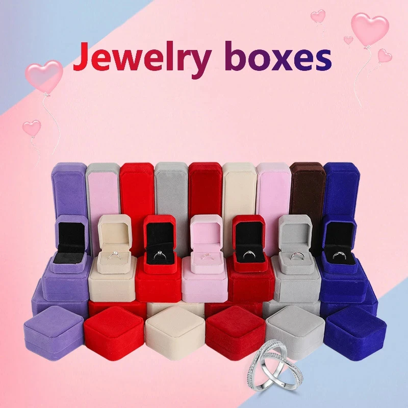 

10Pcs Jewelry Ring Pendant Necklace Bracelet Storage Packaging Box Flannel Holder Wholesale Customized Wedding Gift Business