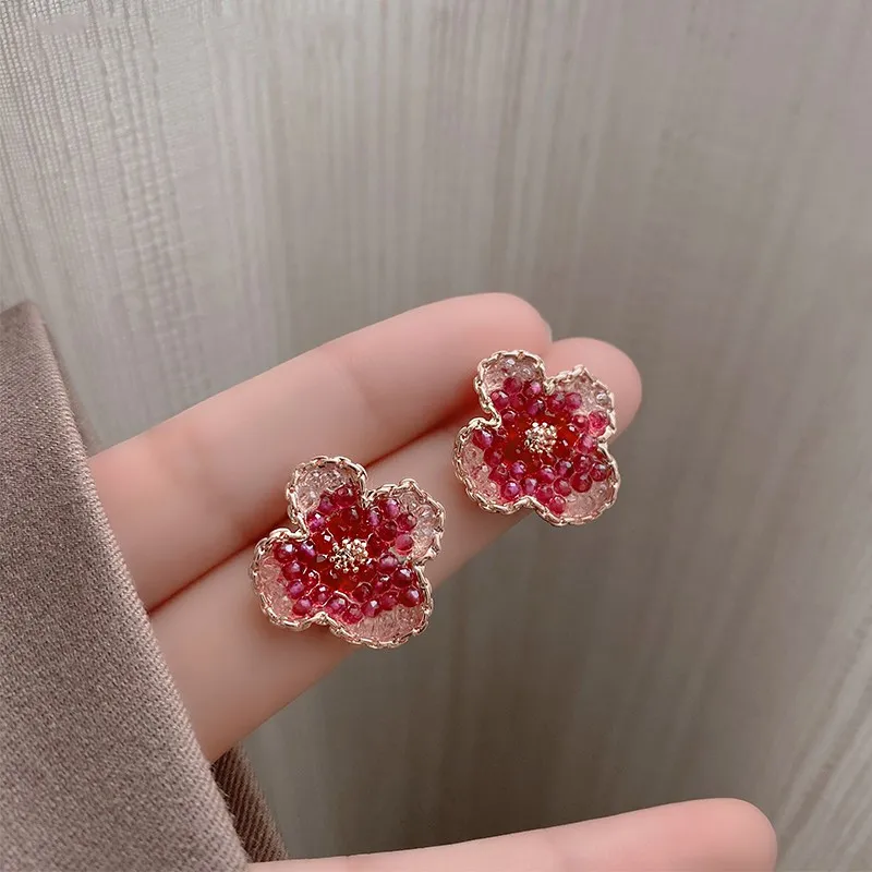 Timlee E065 New Originality Flower Pomegranate Alloy Studs Earrings Popular Jewelry Wholesale